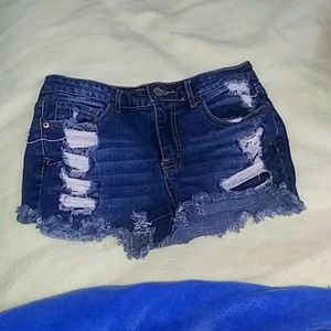 Ripped jean shorts